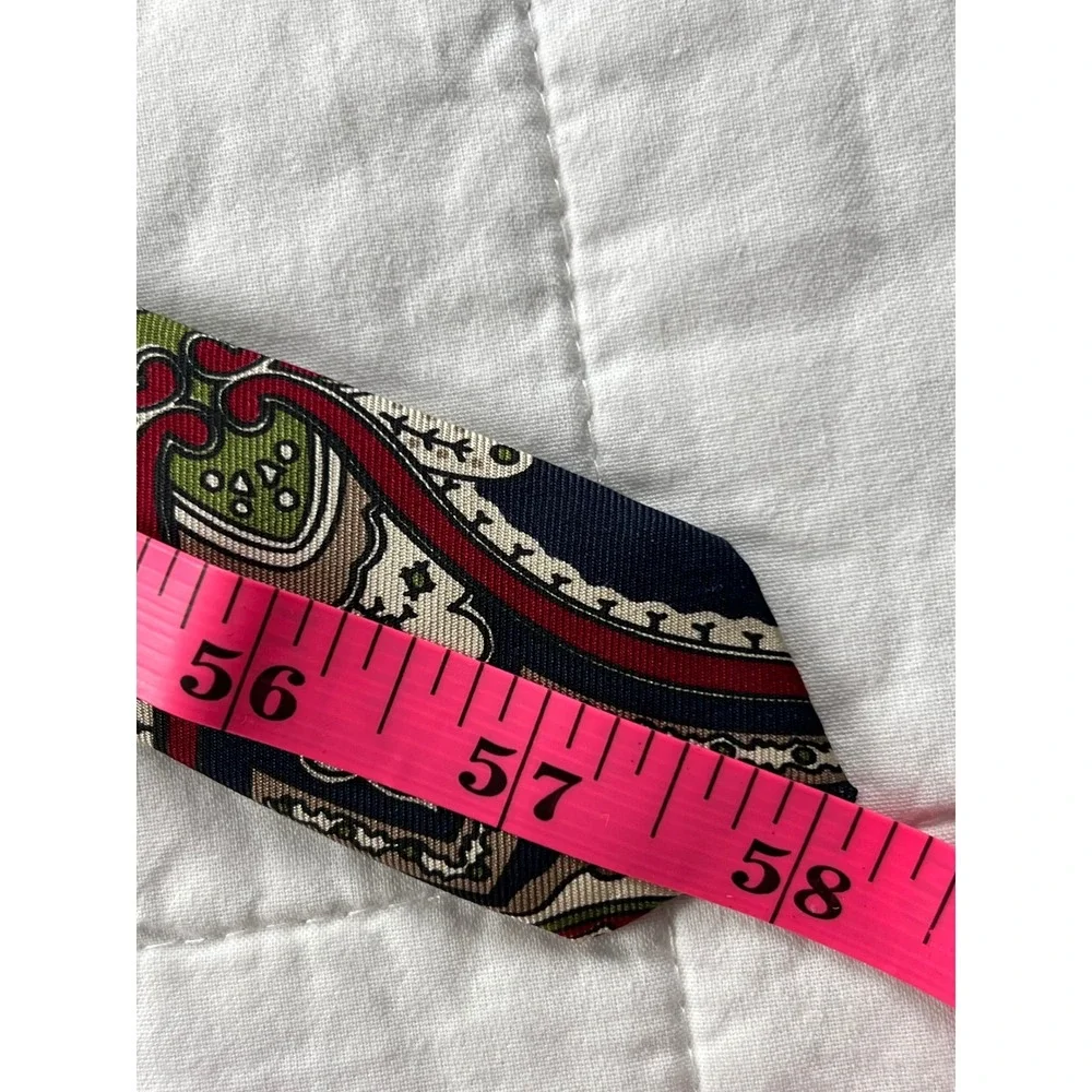 VTG Club Room Silk Tie Woven Printed England Hand Made Usa Paisley Dark Blue Red